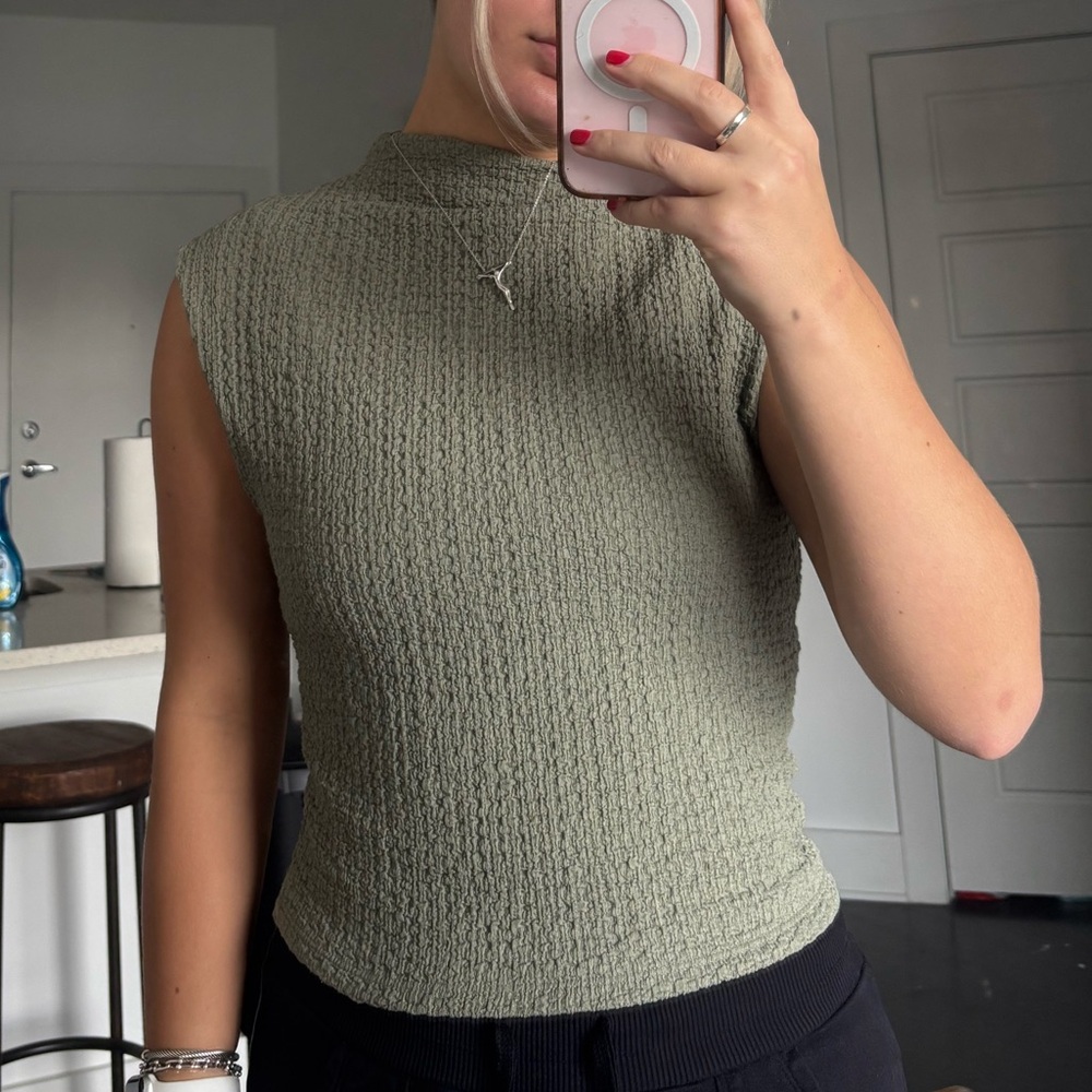 The A&F Paloma Bubble Knit Top Green - Size Small